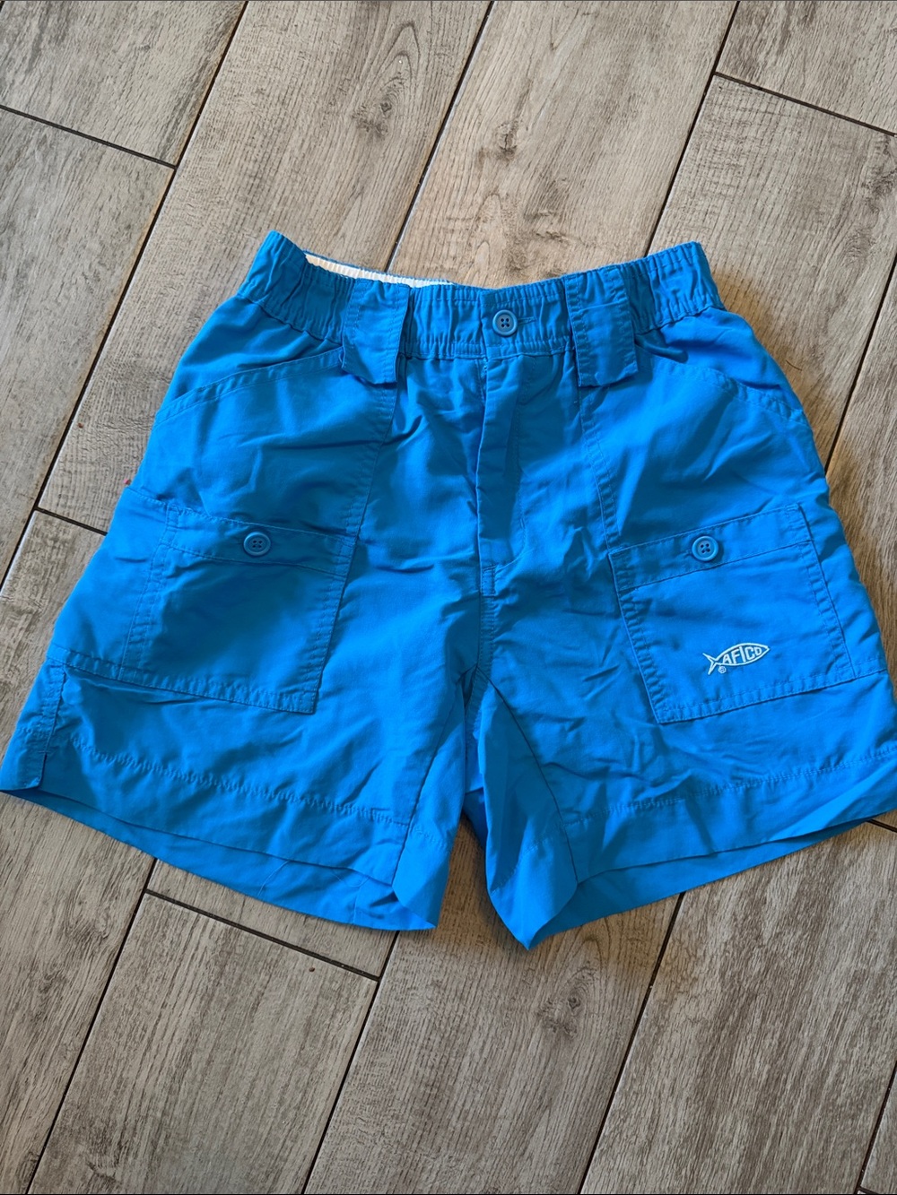 AFTCO Bright Blue Lightweight Unlined Cargo Shorts Sz 26 (10/12)